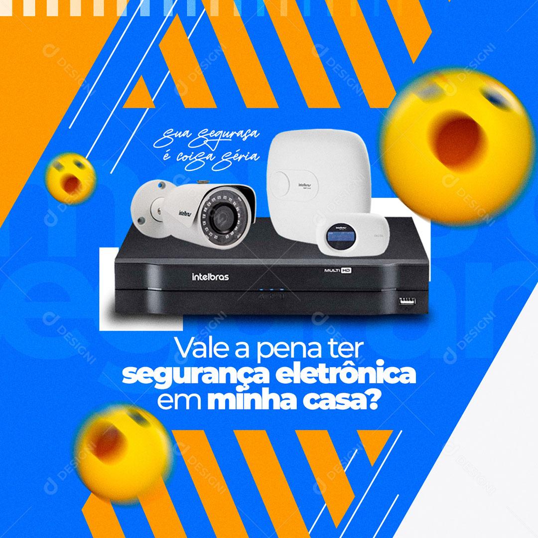 Social Media Vale a Pena ter Segurança Eletrônica PSD Editável