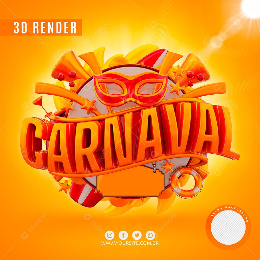 Selo 3D Carnaval Para Composição PSD Premium