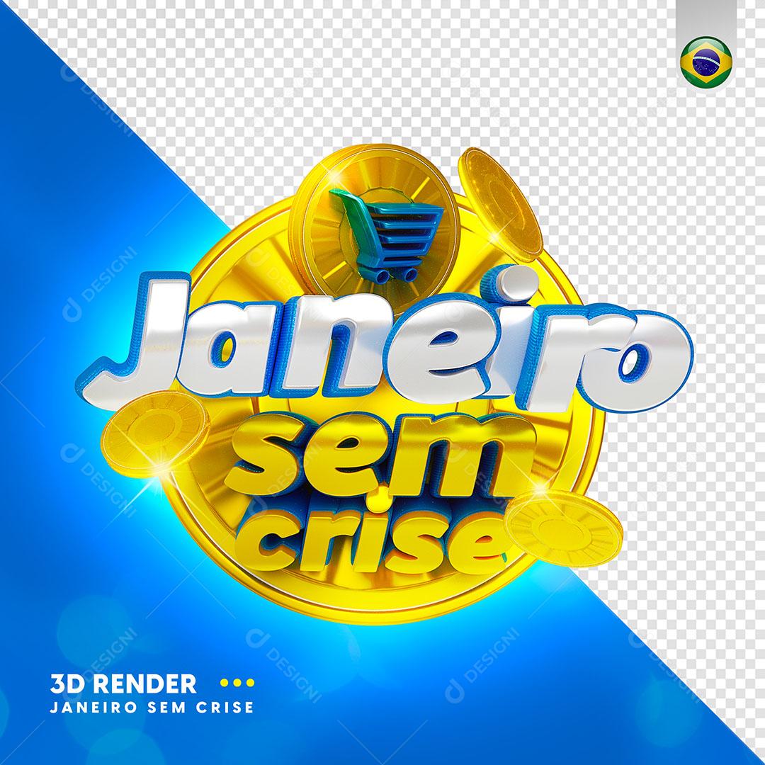 Janeiro Sem Crise Selo 3D Background Azul PSD Premium