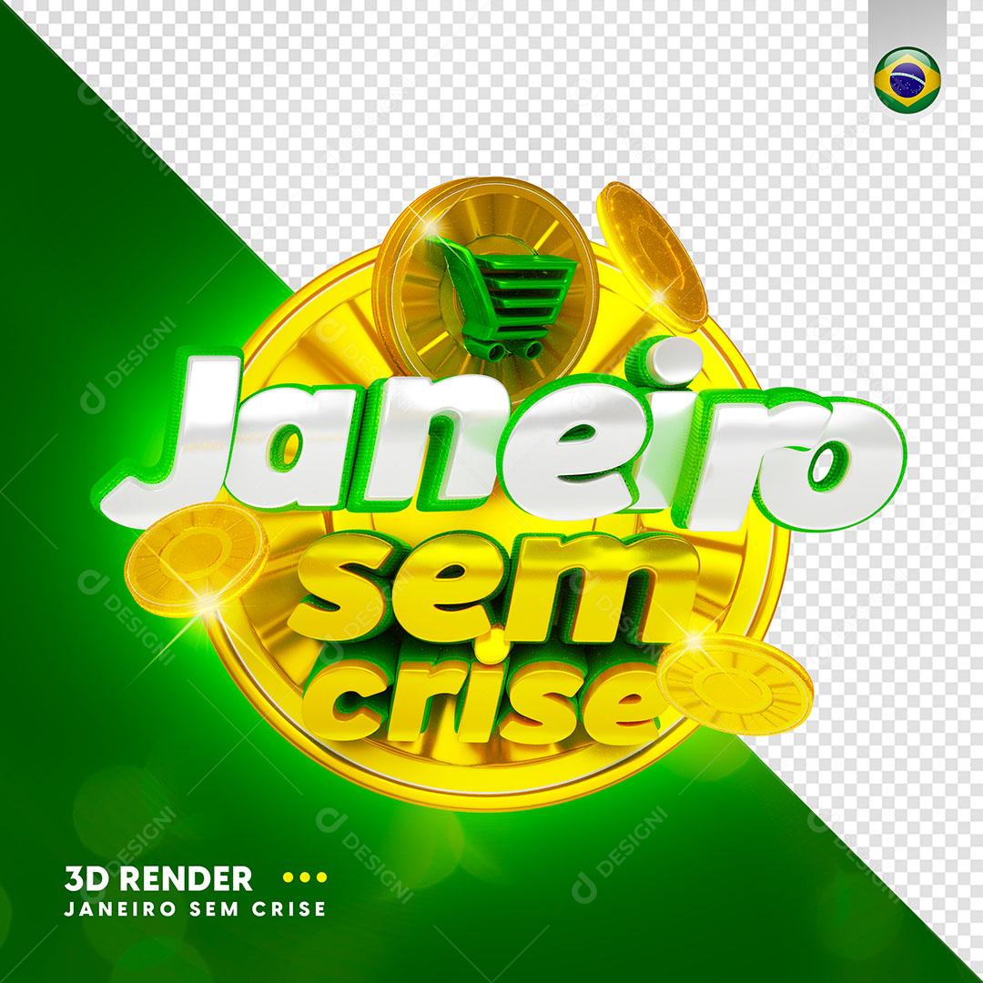 Janeiro Sem Crise Selo 3D Background Verde PSD Premium