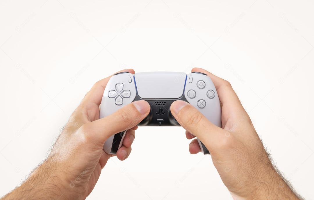Controlador de Console de Jogos Branco Em Um Fundo Branco Imagem JPG