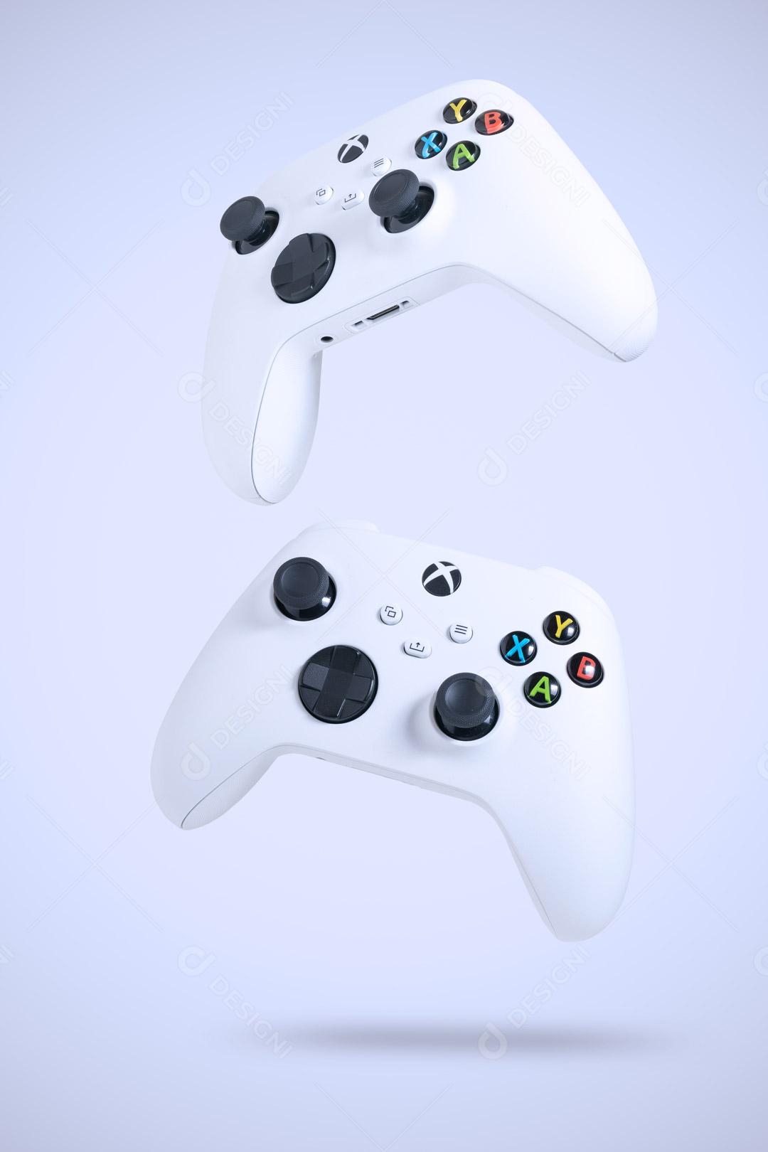 Controlador de Console de Jogos Branco Em Um Fundo Preto Imagem JPG