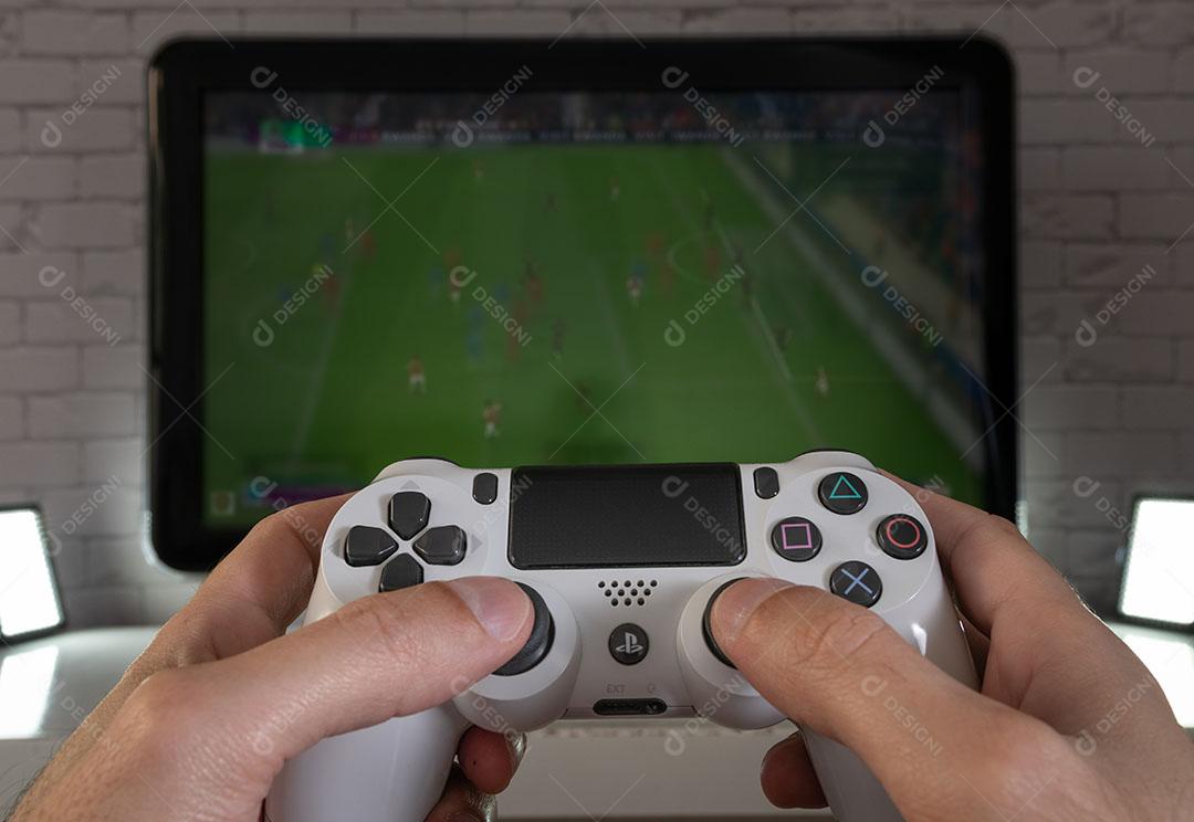 Controlador de Console de Jogos Branco Em Um Fundo Preto Imagem JPG