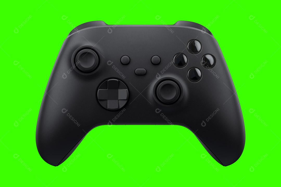 Controlador de Console de Jogos Preto Em Um Fundo Verde Imagem JPG