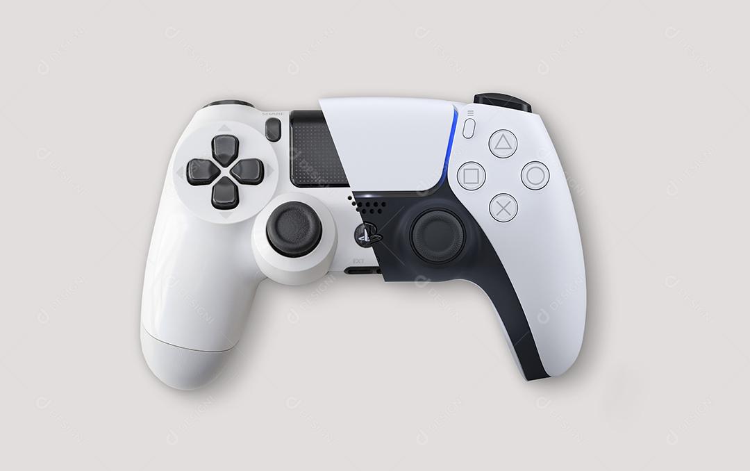 Comparação do Controle do Playstation 5 Vs Playstation 4 Em Fundo Branco Imagem JPG