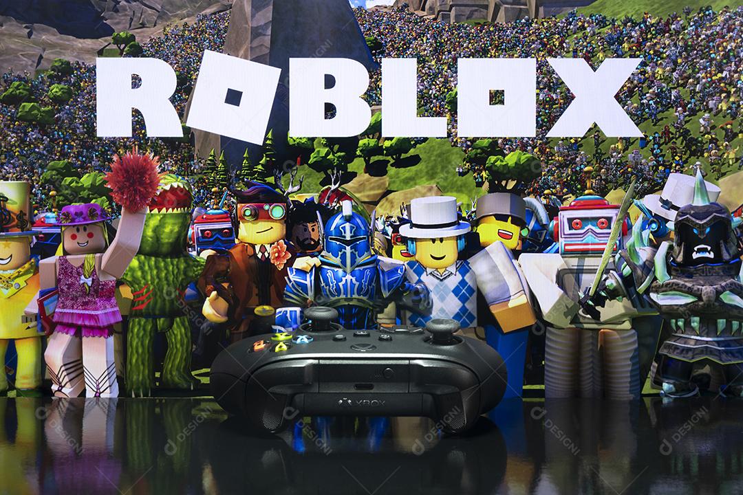 Jogo Roblox na Tela Com Controle Xbox Imagem JPG