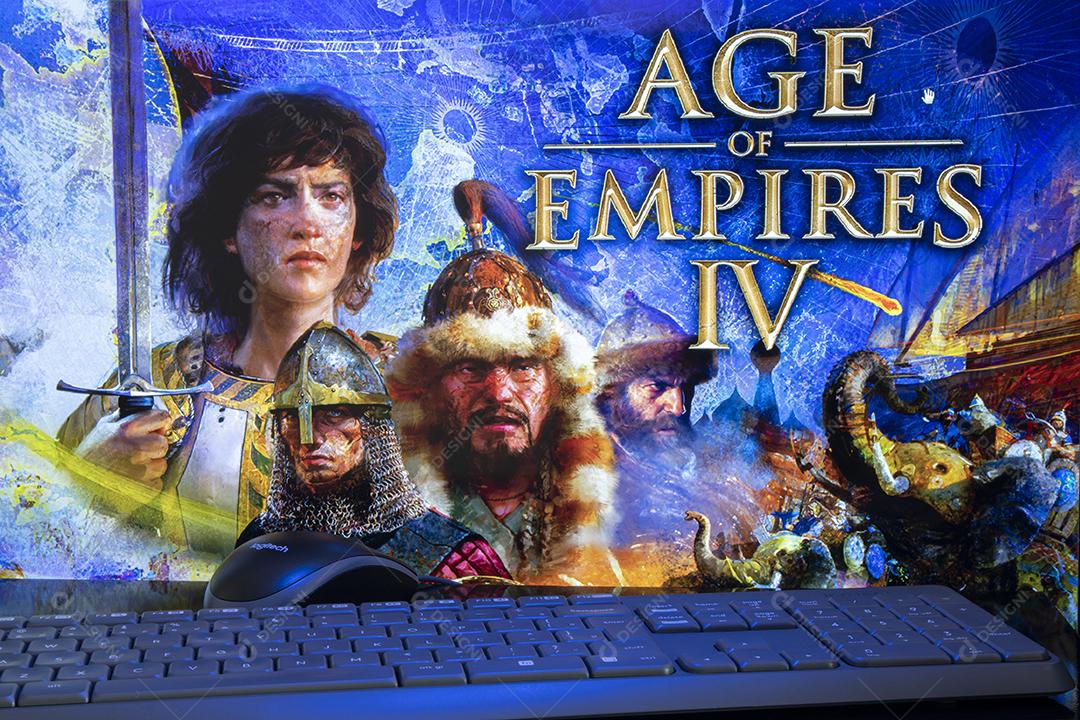 Age Of Empires Iv na Tela do Computador Com Mouse e Teclado Imagem JPG