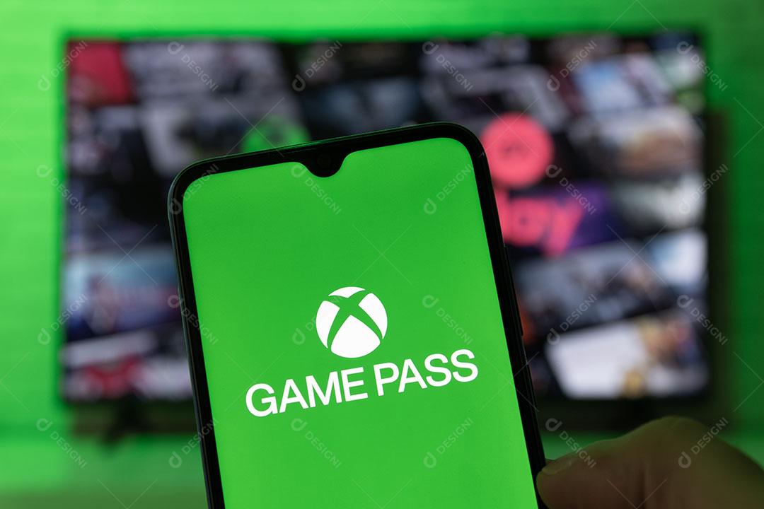 Foto App Xbox Game Pass Tela Smartphone Game Pass Serviço Jogos Sob Demanda Microsoft