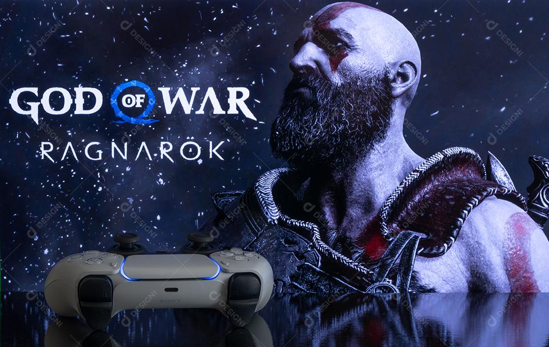 Foto God Of War Ragnarok o Novo Jogo Exclusivo de Playstation Com Controle Dual Sense