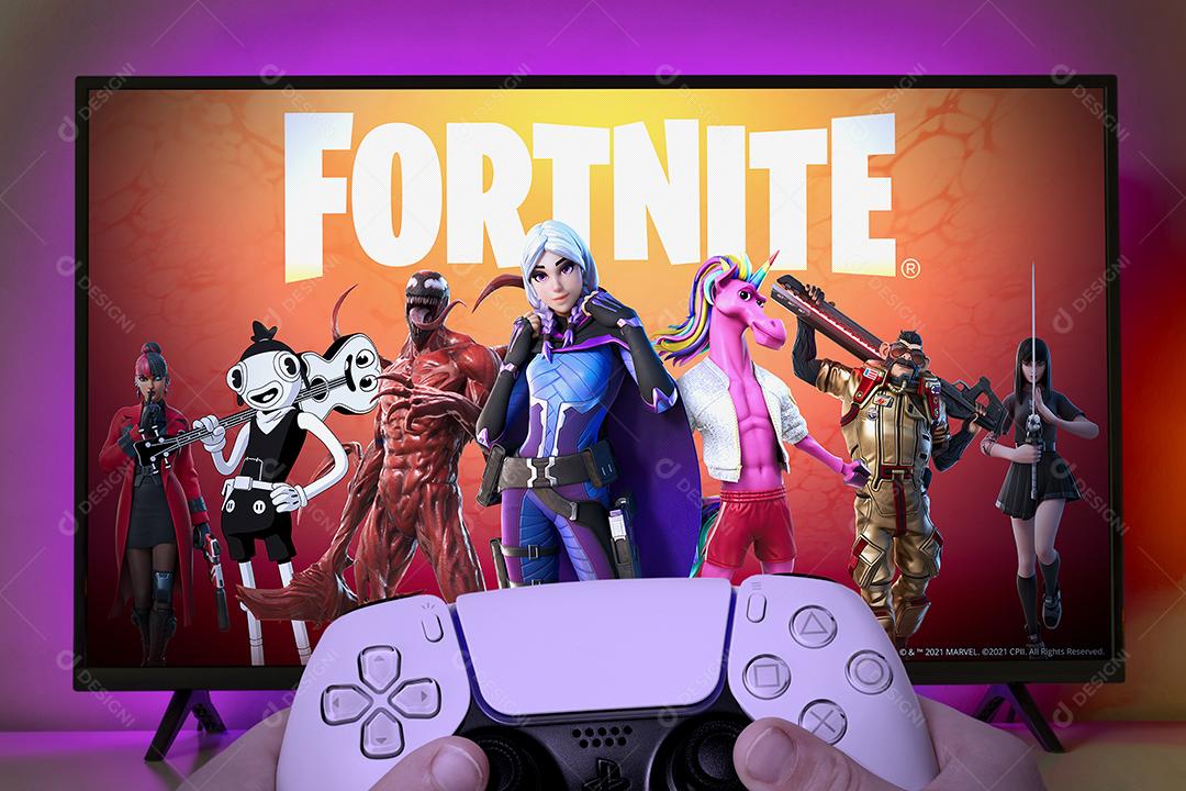 Jogando a Nova Temporada 8 de Fortnite na Tv Imagem JPG