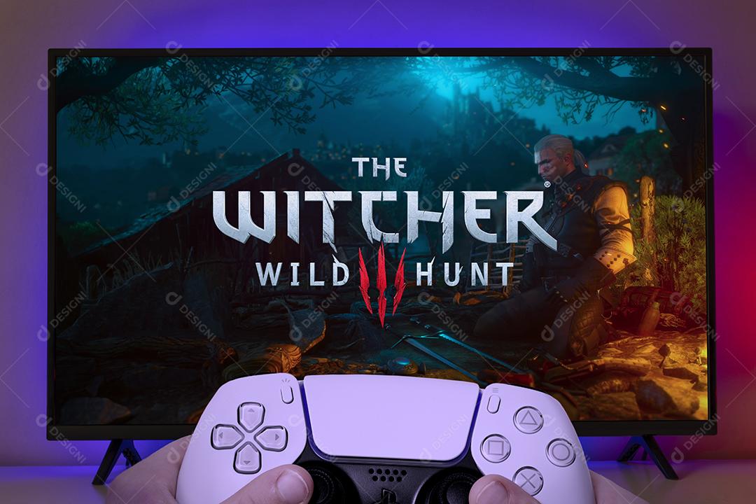 Foto Atualização de Witcher 3 para Consoles da Próxima Geração na Tela da Tv