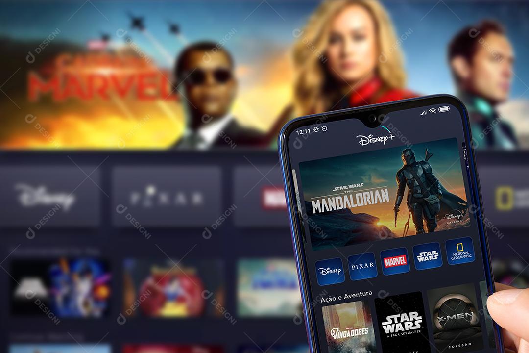 Aplicativo Disney Plus na Tela do Smartphone Imagem JPG