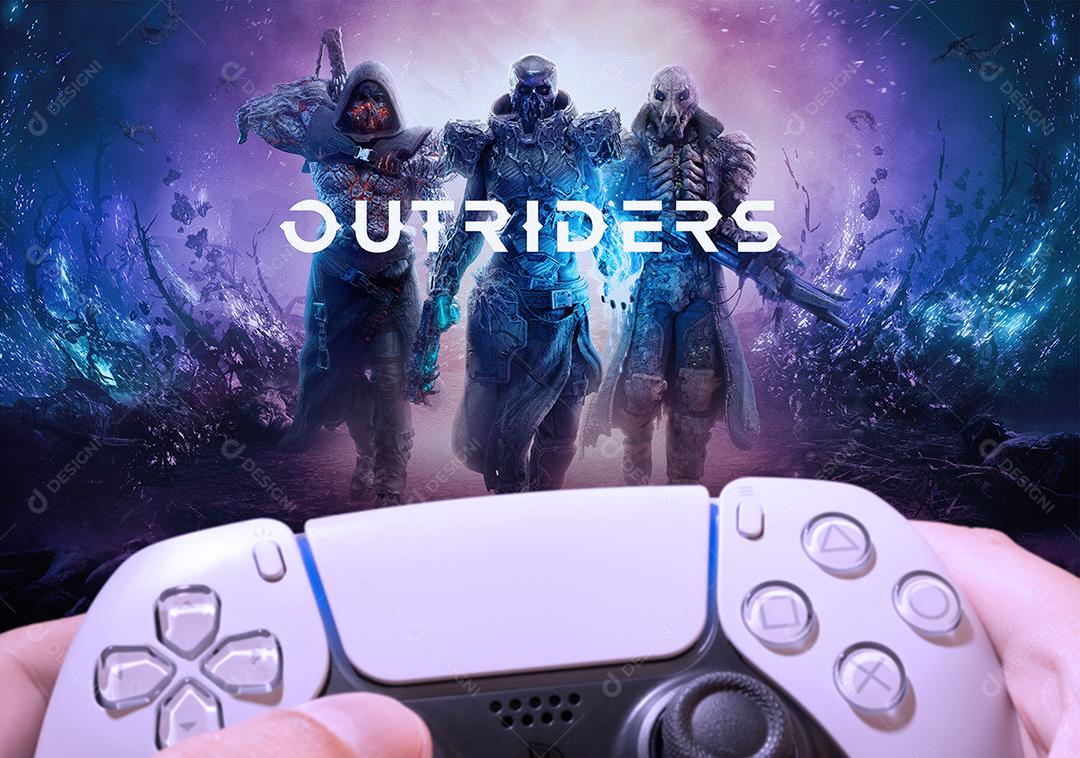 Jogo Outriders Rodando na Tela da Tv Iamgem JPG