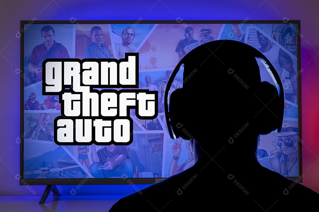 Homem Com Fone de Ouvido Jogando Gta Imagem JPG