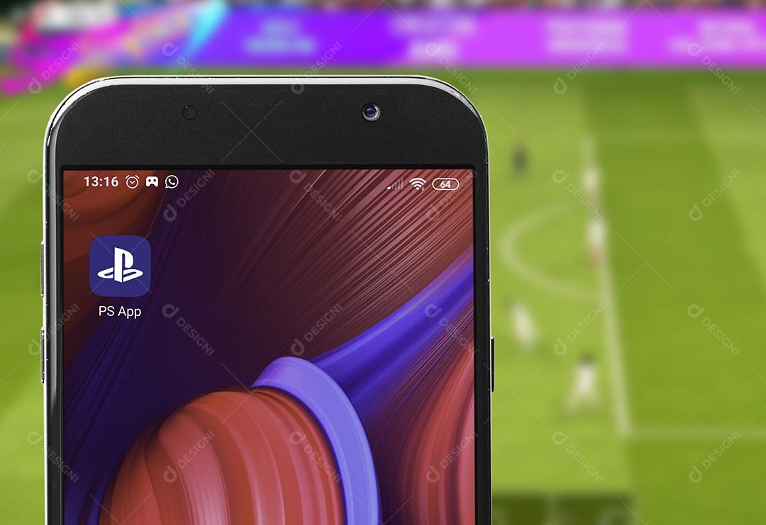 Ícone do Playstation App na Tela do Smartphone Imagem JPG