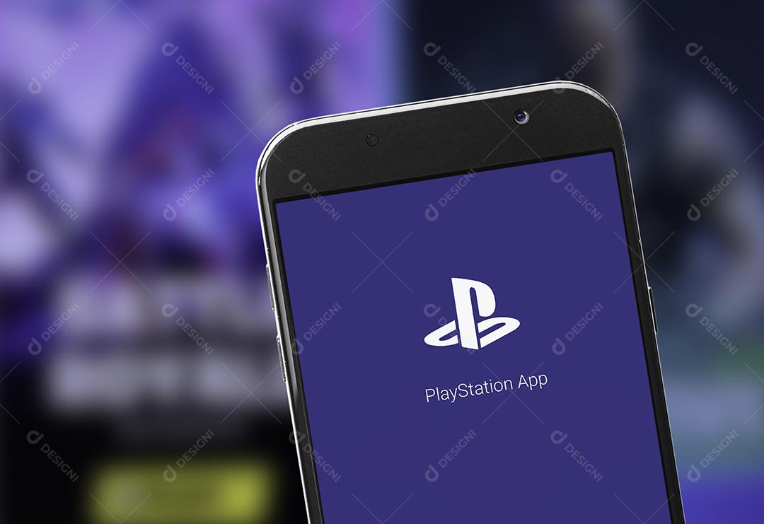 Ícone do Playstation App na Tela do Smartphone Imagem JPG