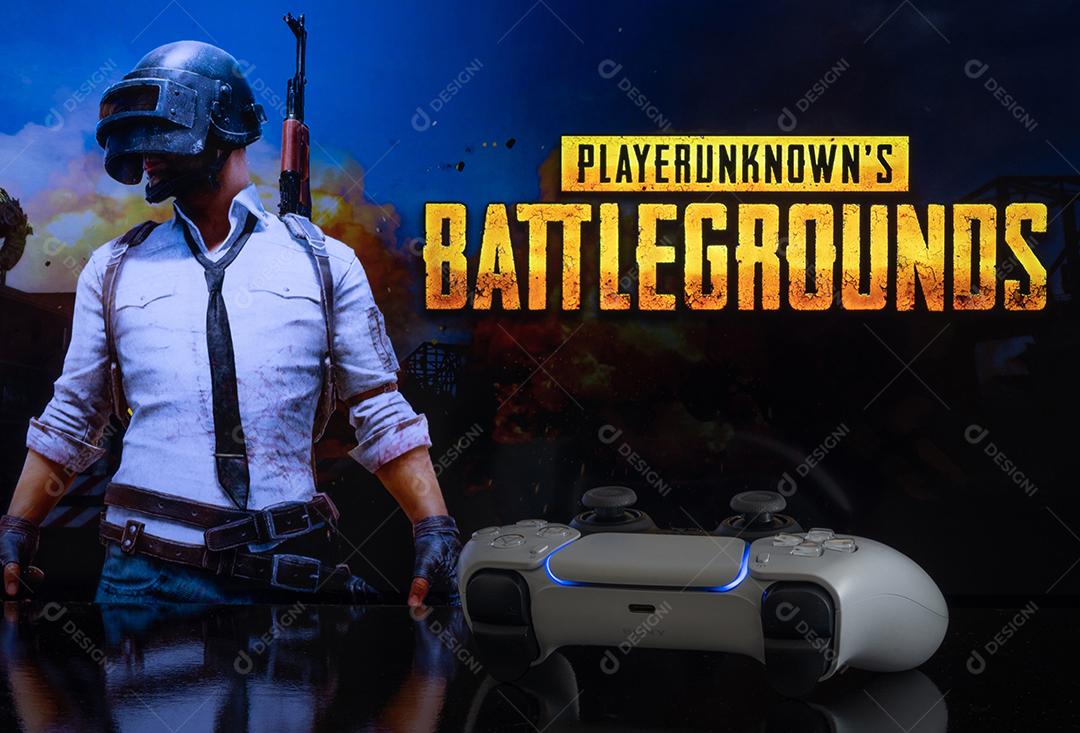 PUBG na Tela do Playstation 5 Com Controle Dual Sense Imagem JPG