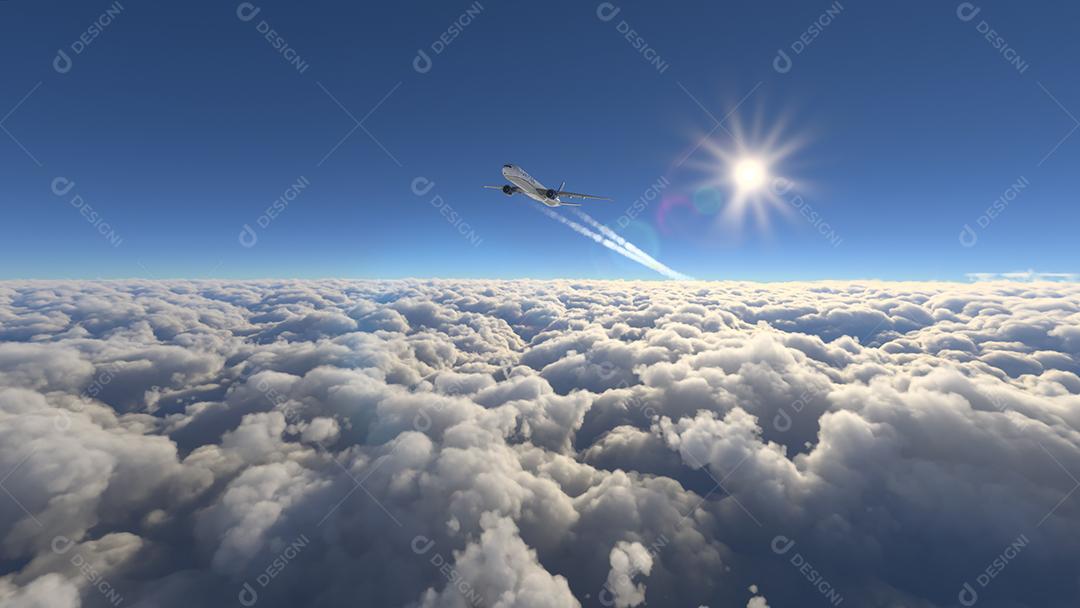 Boeing 777 Qatar Voando no Jogo Flight Simulator 2020 Imagem JPG