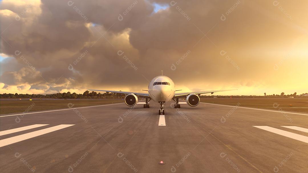 Avião Comercial Se Preparando para Decolar Imagem 4k Conceito de Viagem Imagem JPG
