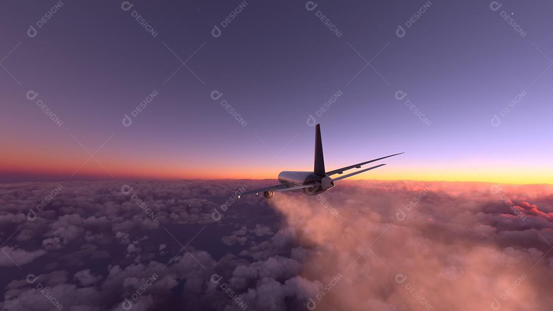 Foto Avião Comercial Voando Sobre Nuvens Imagem 4k Conceito Viagem Transporte Rápido