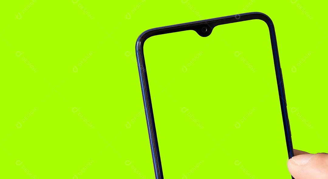 Smartphone Com Tela Verde e Plano de Fundo para Cortar Imagem JPG