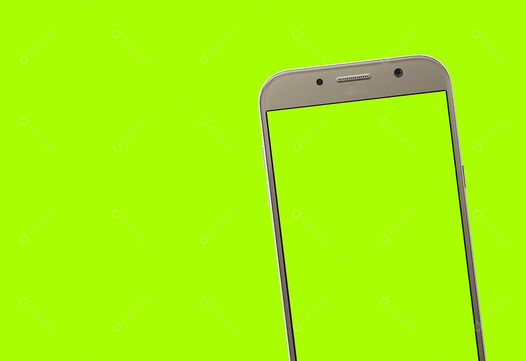 Smartphone Com Tela Verde e Plano de Fundo para Cortar Imagem JPG