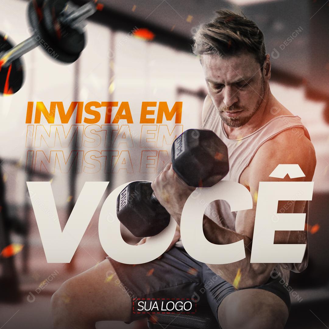 Post Feed Academia Invista em Você Social Media PSD Editável