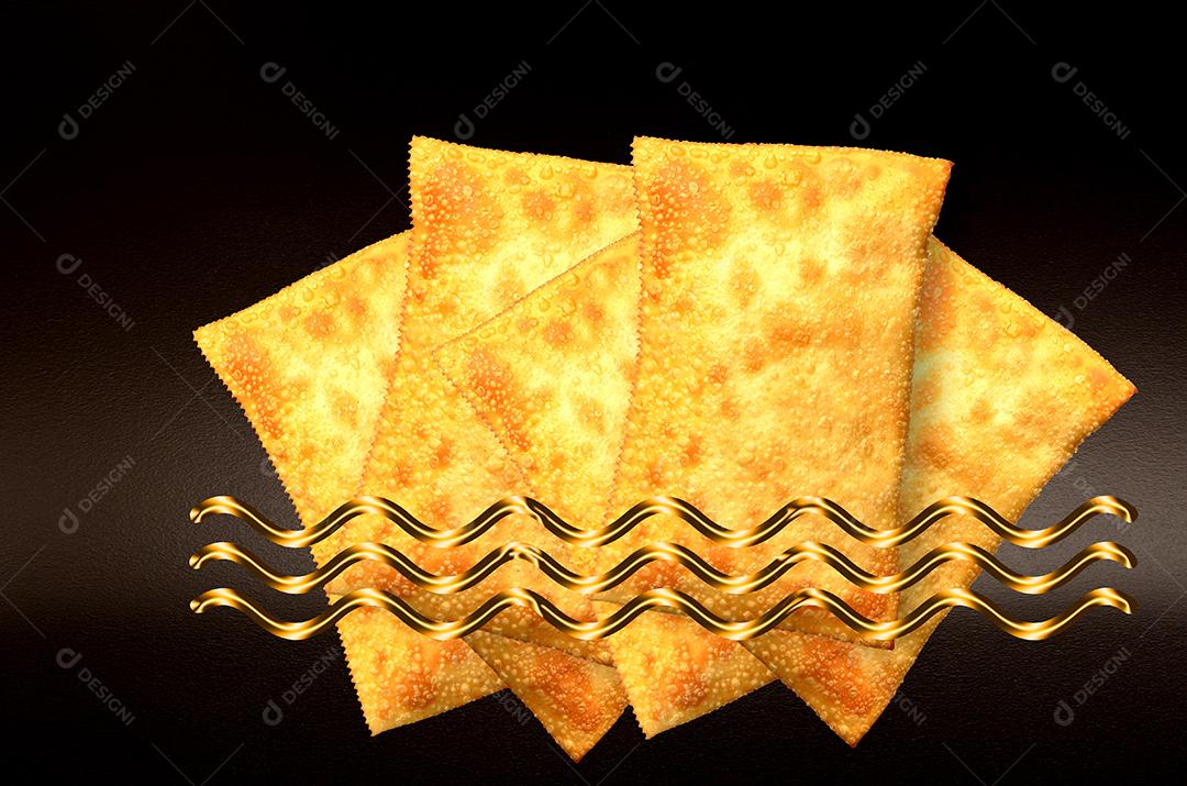 Pastéis Com Detalhe Em Dourado Com Fundo Preto Imagem JPG