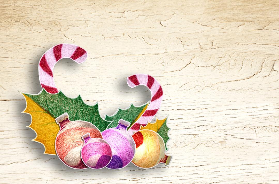 Enfeites Natalinos Em Fundo Branco de Madeira Imagem JPG