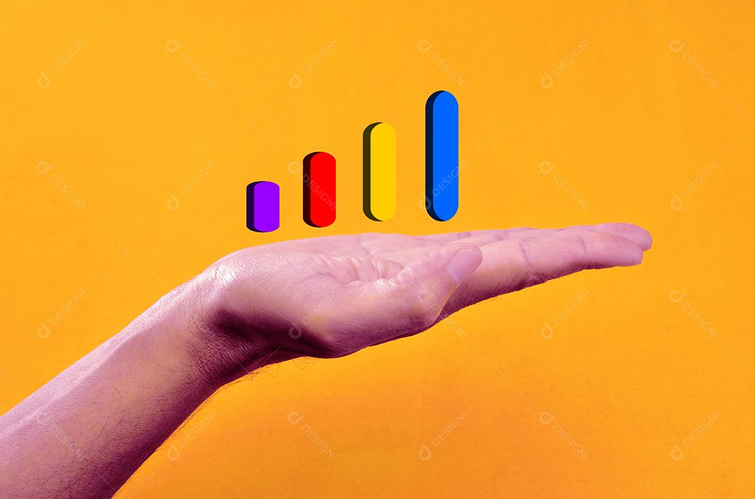 Ilustração de Mão Masculina Espalmada Com Gráfico Crescente Imagem JPG