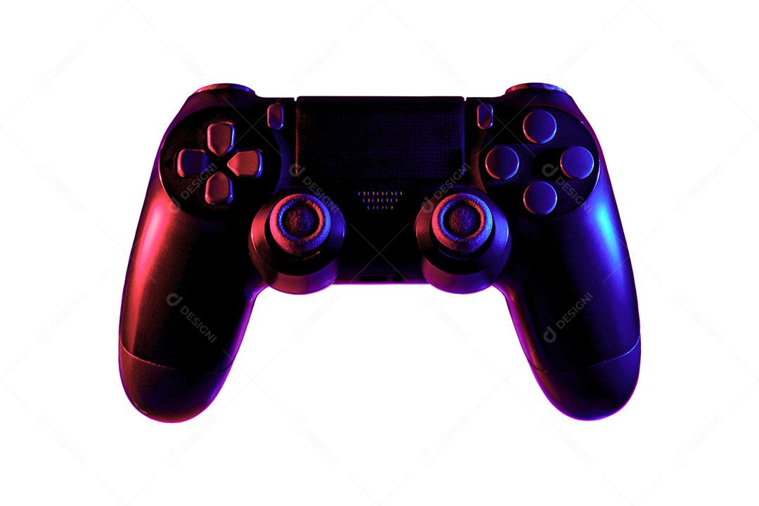 Controle Joistick Com Luzes Coloridas Isolado Em Fundo Branco Imagem JPG