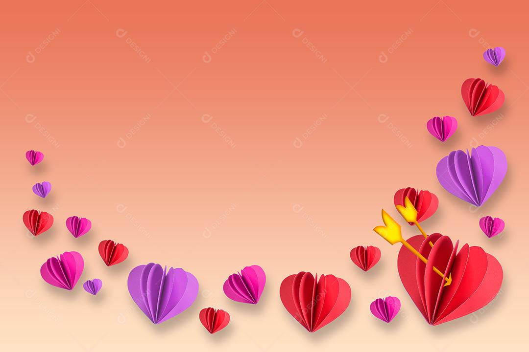 Coração de Papel Flechado Com Fundo Bege Imagem JPG