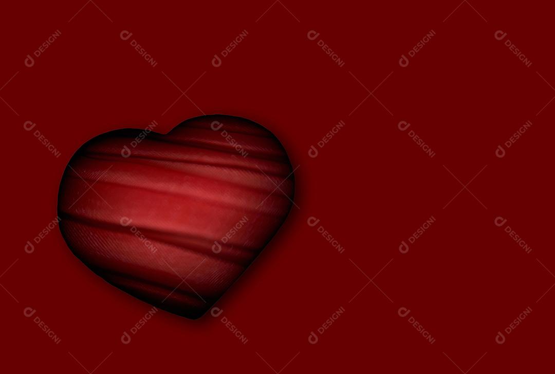 Foto Coração Decorado Isolado Em Fundo Vermelho Escuro Com Espaço para Texto
