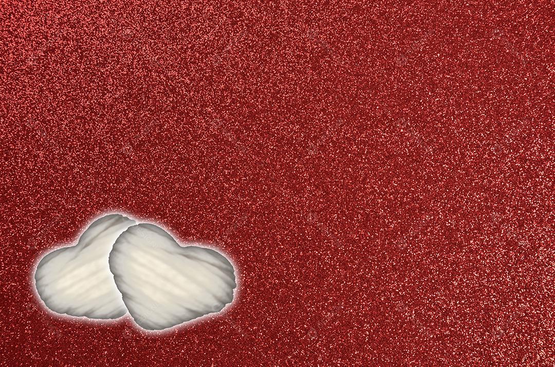 Dois Corações Brilhantes Em Fundo Vermelho Imagem JPG