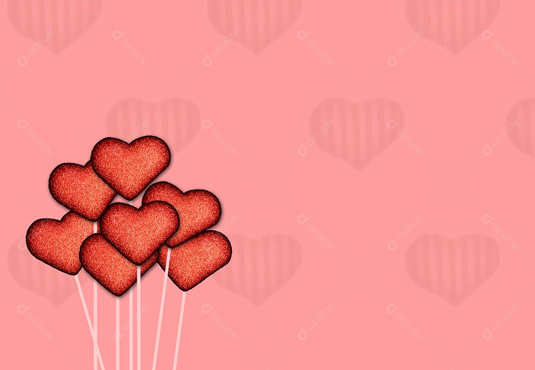 Grupo de Corações Em Fundo Rosa Imagem JPG