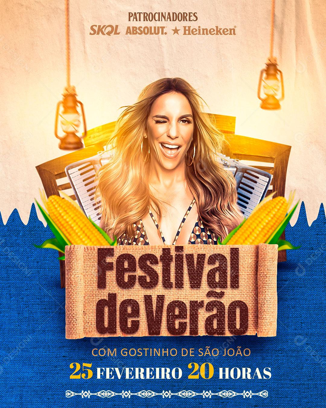 Flyer Festival de Verão Cantora Ivete Social Media PSD Editável