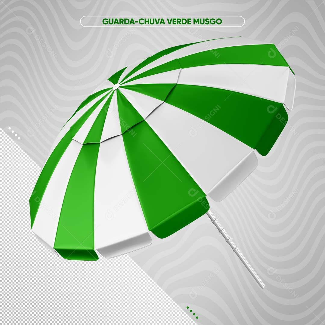 Guarda-Chuva De Verão Verde com Branco Composição 3D PSD