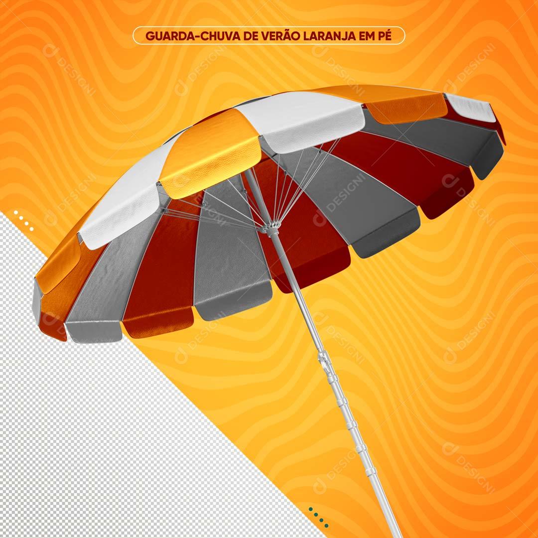 Guarda-Chuva De Verão Laranja com Branco Composição 3D PSD