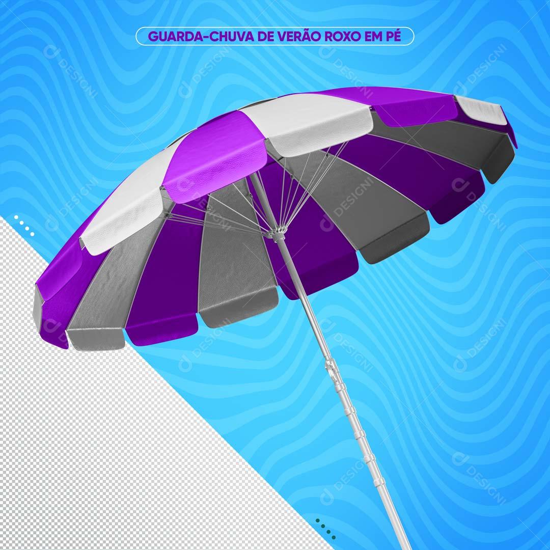 Guarda-Chuva De Verão Roxo com Branco Composição 3D PSD
