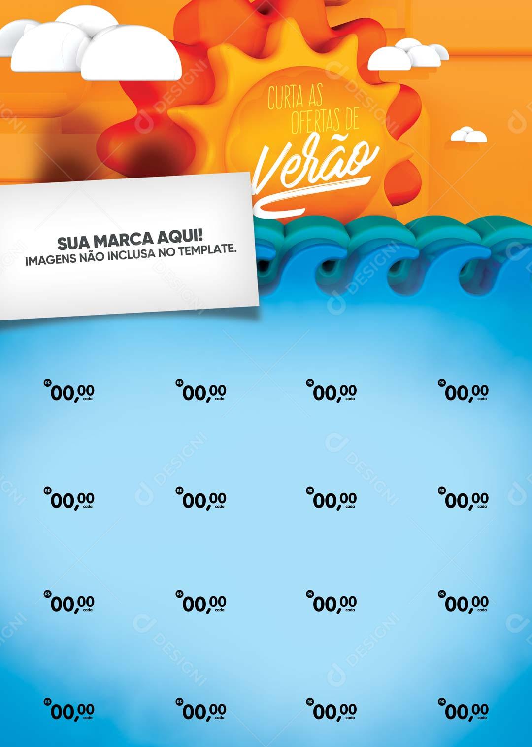 Folheto A4 Curta as Ofertas de Verão PSD Editável