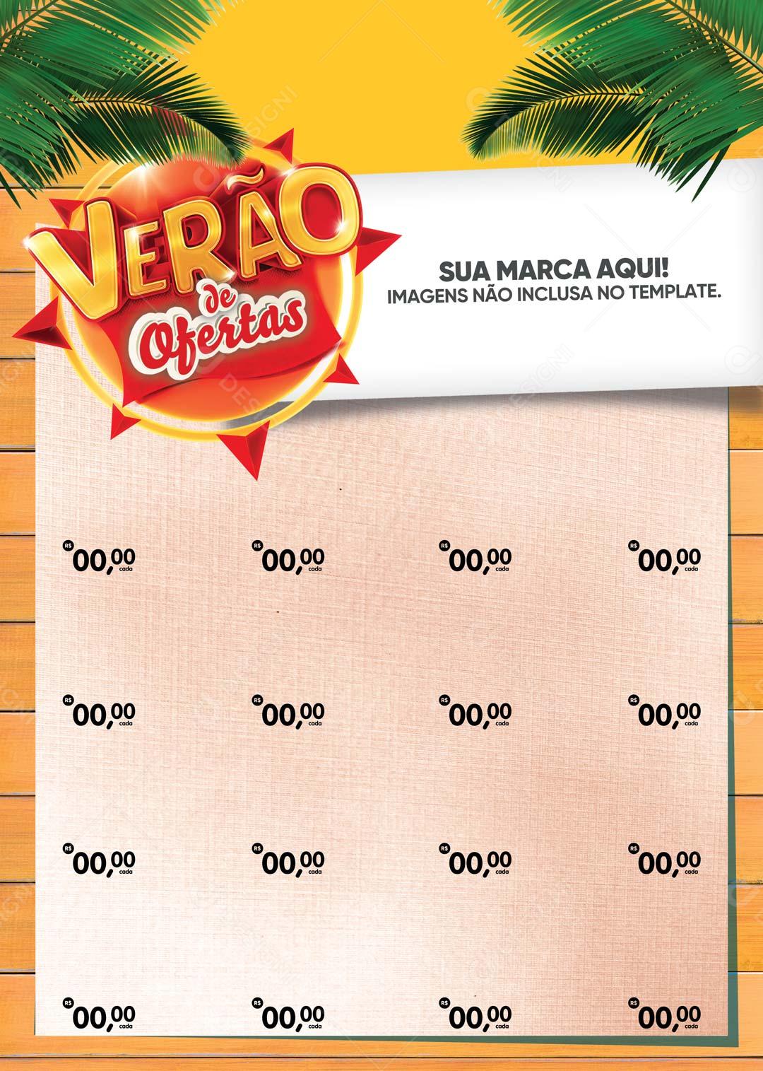 Folheto A4 Verão de Ofertas Fundo de Madeira PSD Editável