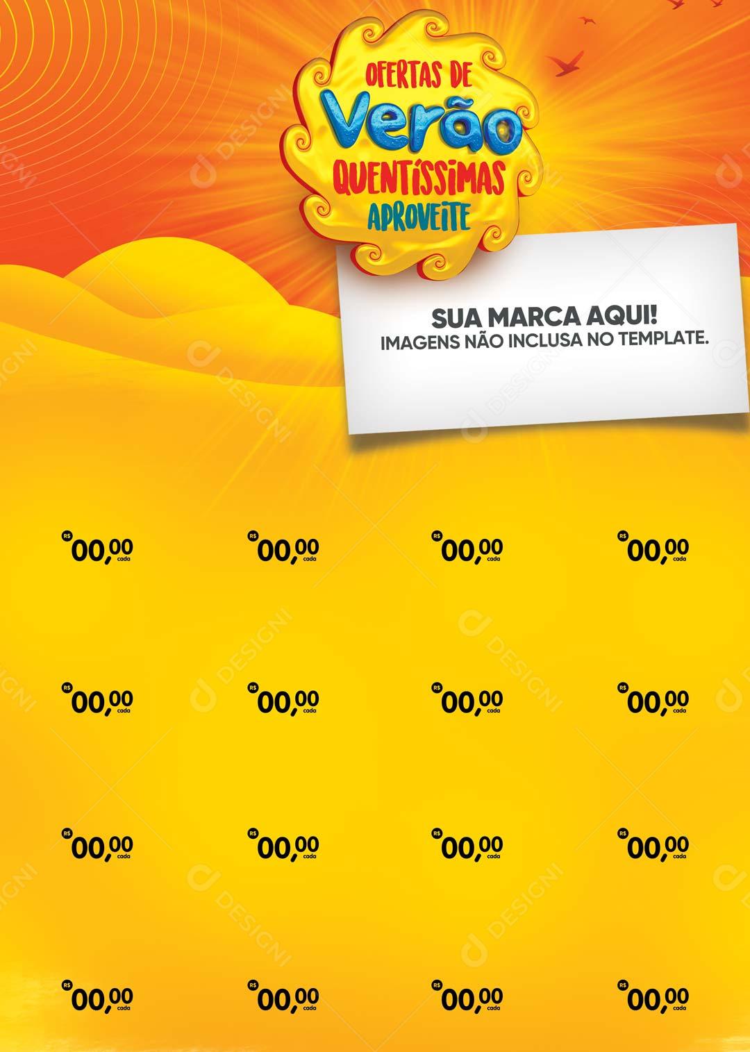 Folheto A4 Selo de Ofertas de Verao Quentissimas Aproveite PSD Editável