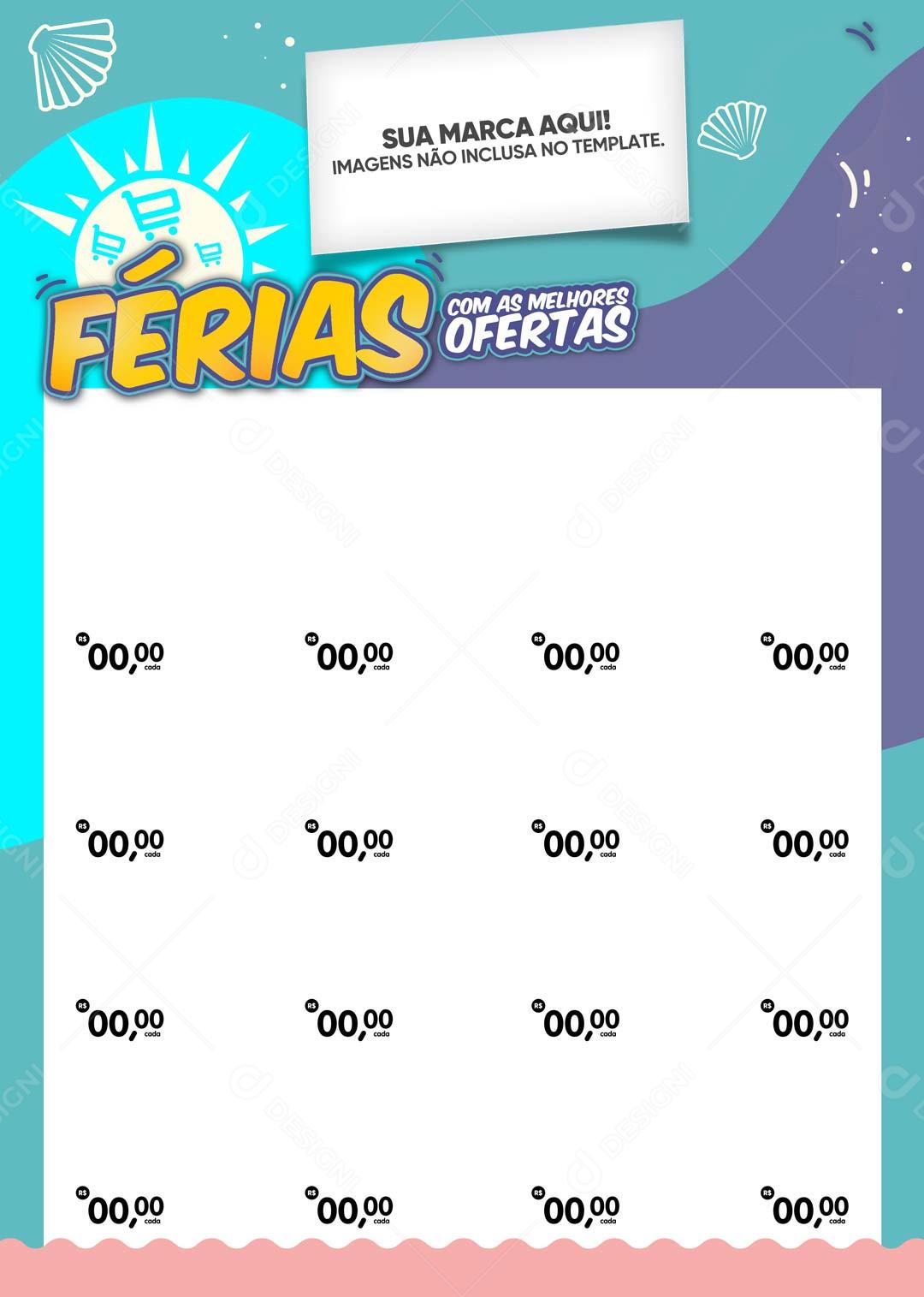 Folheto A4 Carrinho de Compras Ferias Com as Melhores Ofertas PSD Editável