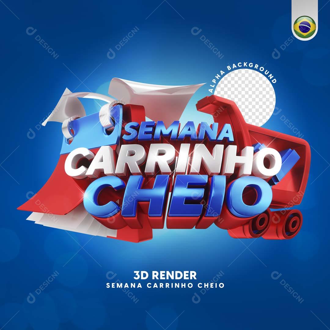 Selo 3D Para Composição Semana Carrinho Cheio PSD Editável