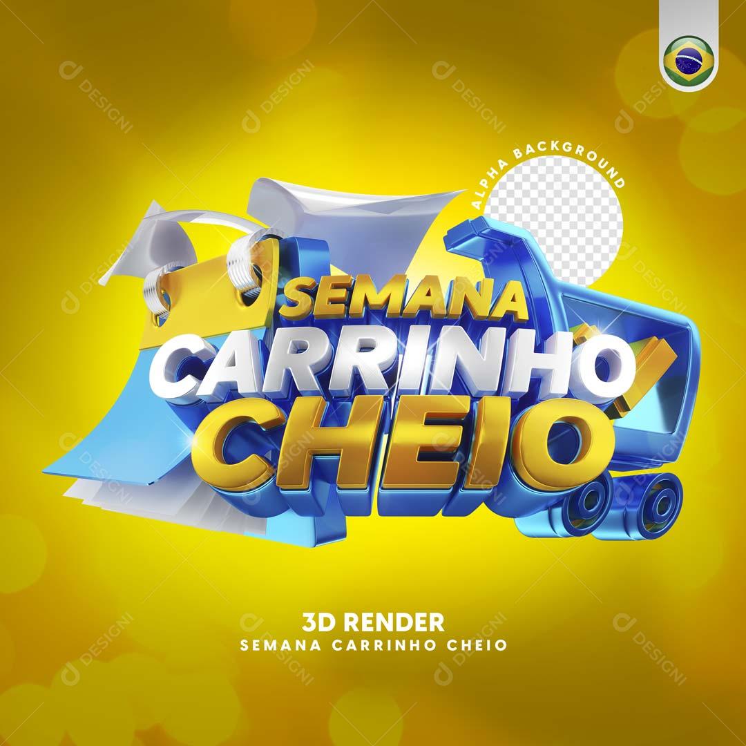Selo 3D Para Composição Semana Carrinho Cheio PSD Editável
