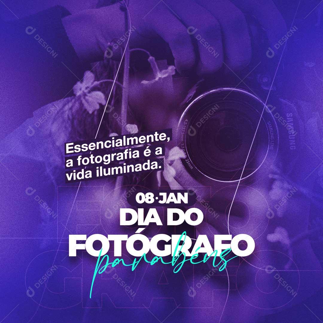 Dia do Fotógrafo 8 de Janeiro Social Media PSD Editável