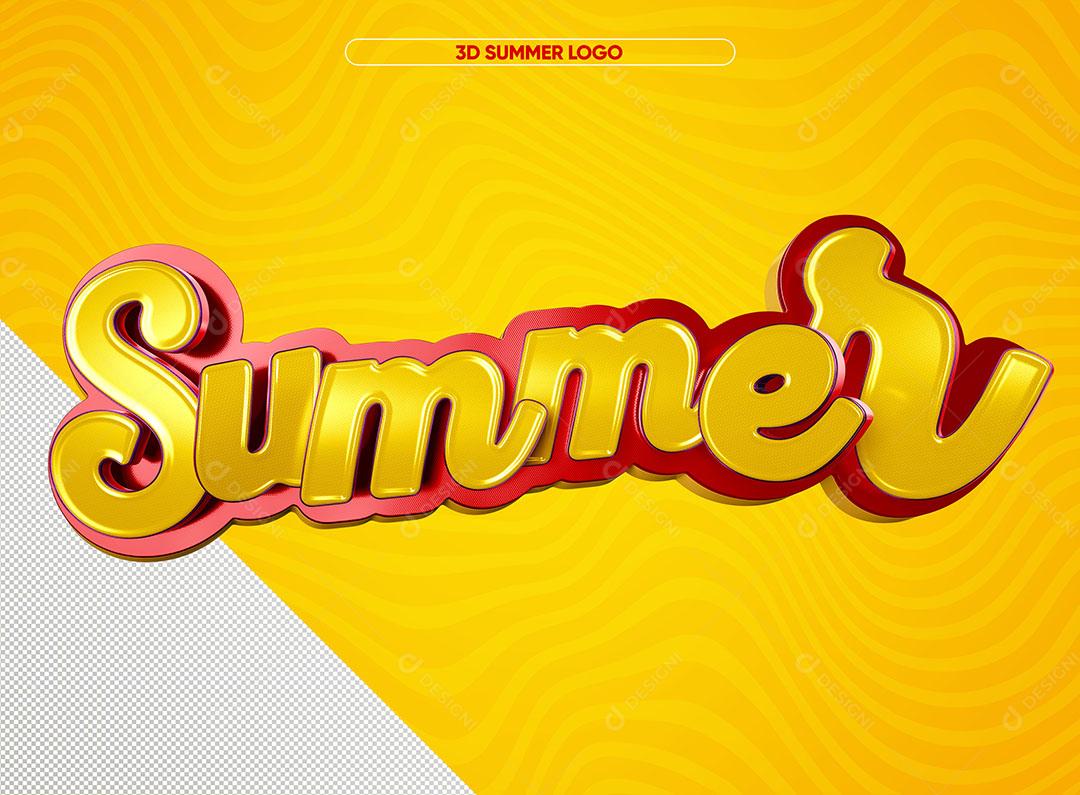 Summer Texto 3D Com Bordas Vermelhas Para Composição PSD