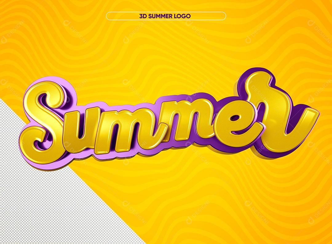 Summer Texto 3D Com Bordas Roxa Para Composição PSD