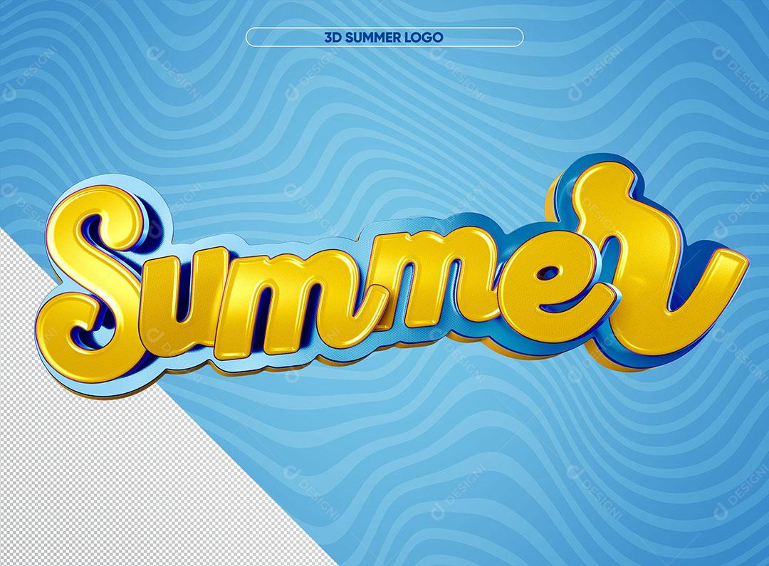 Summer Texto 3D Com Bordas Azul Para Composição PSD