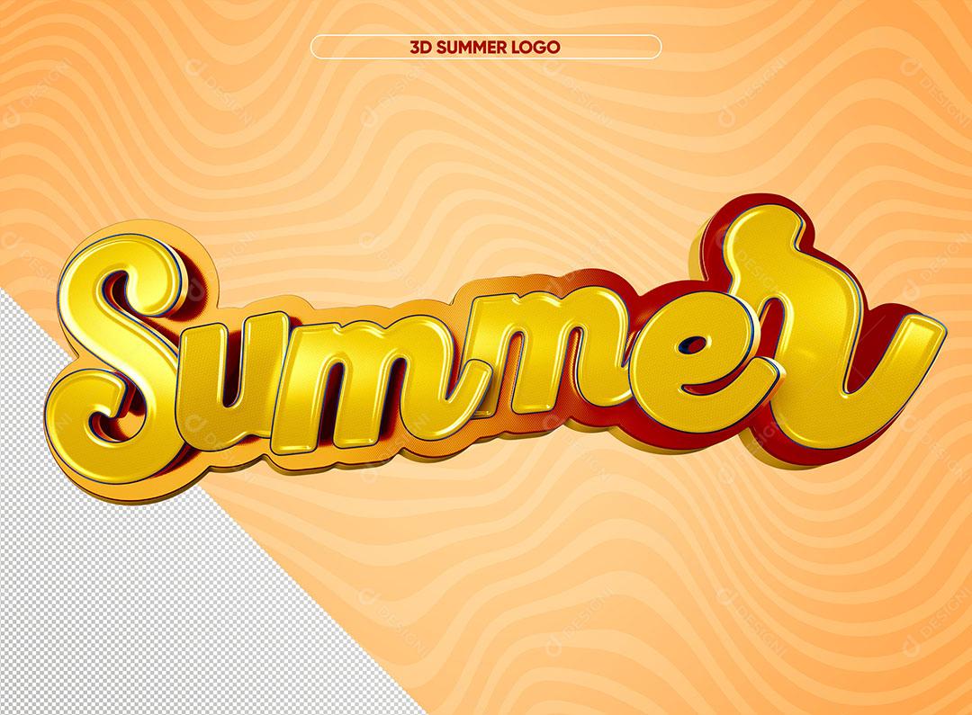 Summer Texto 3D Com Bordas Dourada Para Composição PSD